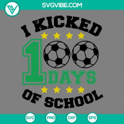 Soccer 100 Days of School SVG files with PNG, EPS, and DXF formats for download. Perfect for school-related projects and crafts.