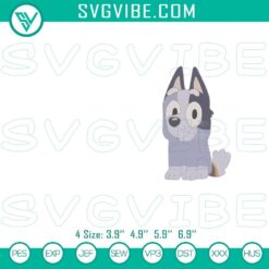 Bluey character embroidery design file for socks featuring Heeler with colorful details. Great for DIY projects.