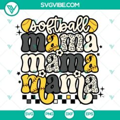 Softball Mama Retro SVG with Leopard Print Design, Softball Mom SVG files for download - stylish and trendy sports-themed graphic.