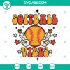 Retro softball vibes SVG files with sporty design elements for crafting projects.