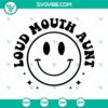 Retro melting smiley face SVG, loud mouth aunt SVG, funny design for digital craft projects.