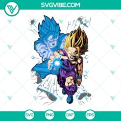 Son Gohan Super Saiyan digital design for Cricut, Dragon Ball SVG files with PNG, DXF, and EPS formats.