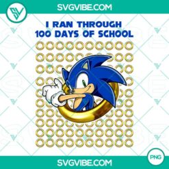 Sonic 100th Day of School PNG files featuring Sonic the Hedgehog design for Back to School, celebrating 100 days of school.
