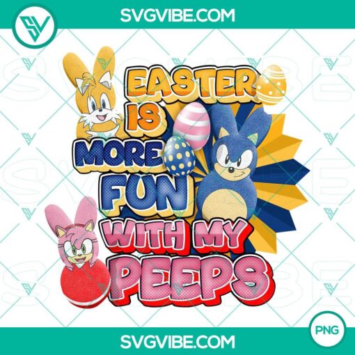 Sonic the Hedgehog Peeps Easter PNG files featuring various Sonic characters for fun Easter designs.