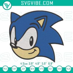 Sonic the Hedgehog head embroidery designs digital pattern file for stitching projects.