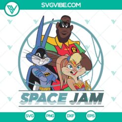 Space Jam DC Cartoon Batman SVG with Looney Tunes characters, download includes PNG, DXF, and EPS file formats.