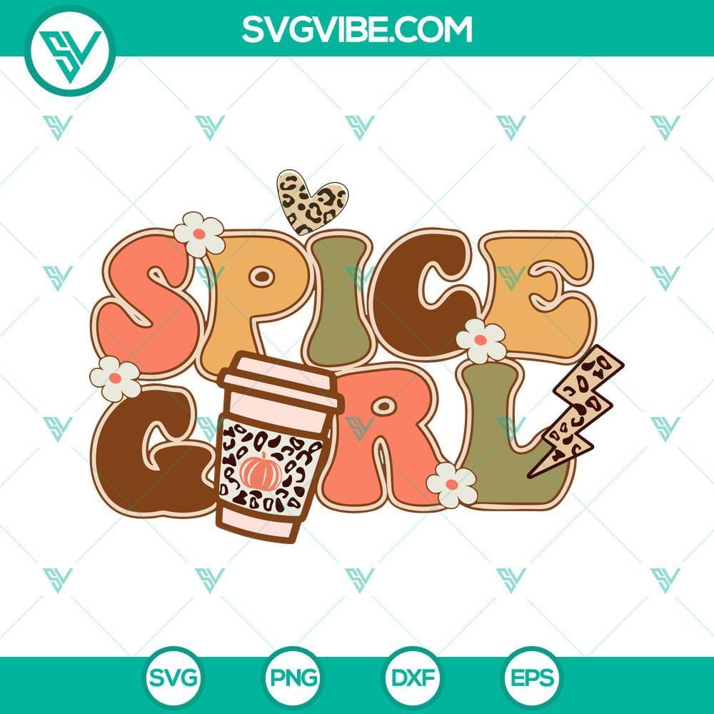 Spice Girl SVG, Fall SVG, Groovy Fall SVG PNG DXF EPS Cut Files Spice Girl and Groovy Fall SVG image with PNG, DXF, EPS cut files for crafting, autumn projects.