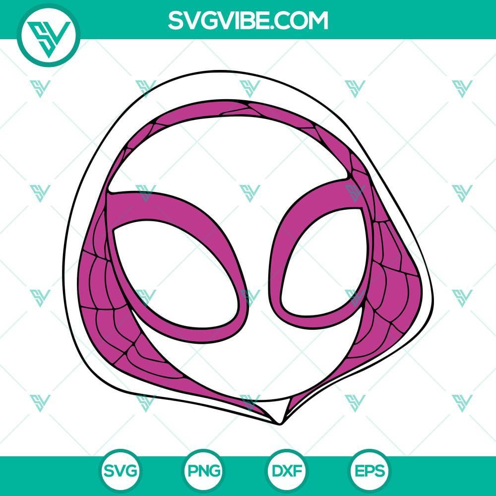 Spider Gwen Logo SVG Images, White Spider SVG File, Ghost Spider SVG Files PNG DXF Spider Gwen logo SVG with white spider design, Ghost Spider SVG file in PNG and DXF formats.