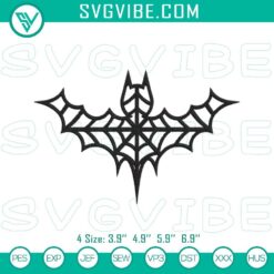 Spider web bat Halloween embroidery design, spooky bat digital file, perfect for Halloween crafts and decorations.