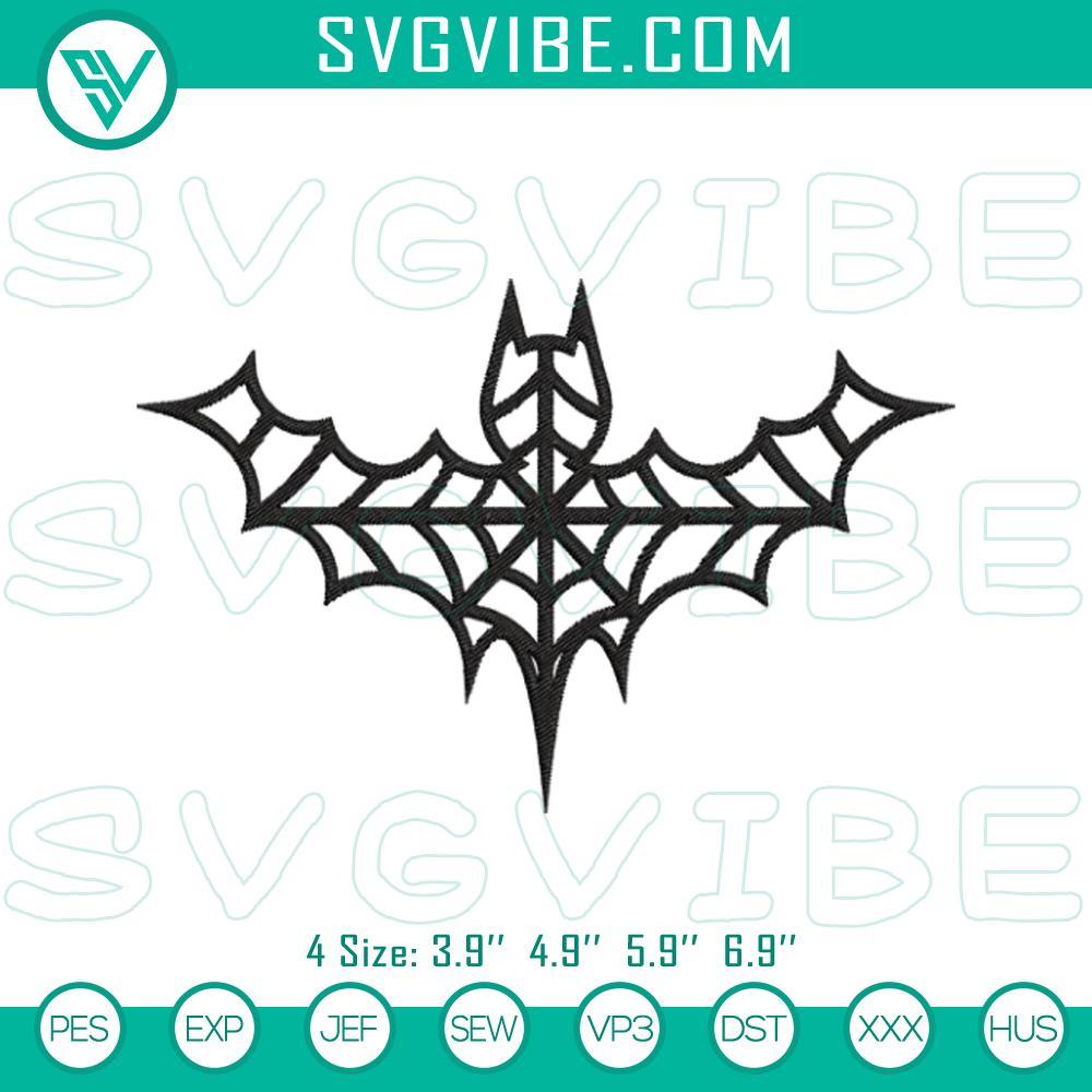 Spider Web Bat Halloween Embroidery Design Files Spider web bat Halloween embroidery design, spooky bat digital file, perfect for Halloween crafts and decorations.