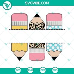Split pencil monogram and name label frames SVG images for crafting and personalizing projects.