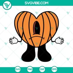 Spooky Bad Bunny Pumpkin Halloween SVG with Un Verano Sn Ti Heart design, perfect for holiday crafts and decor.