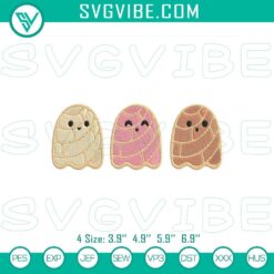 Spooky Conchas Ghost Pacman embroidery design, Mexican-themed Halloween pattern, festive and fun Dia de los Muertos inspired digital product.