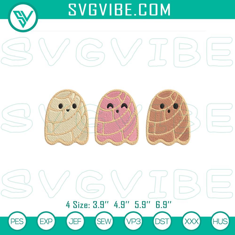 Spooky Conchas Ghost Pacman Mexican Halloween Embroidery Design Files Spooky Conchas Ghost Pacman embroidery design, Mexican-themed Halloween pattern, festive and fun Dia de los Muertos inspired digital product.