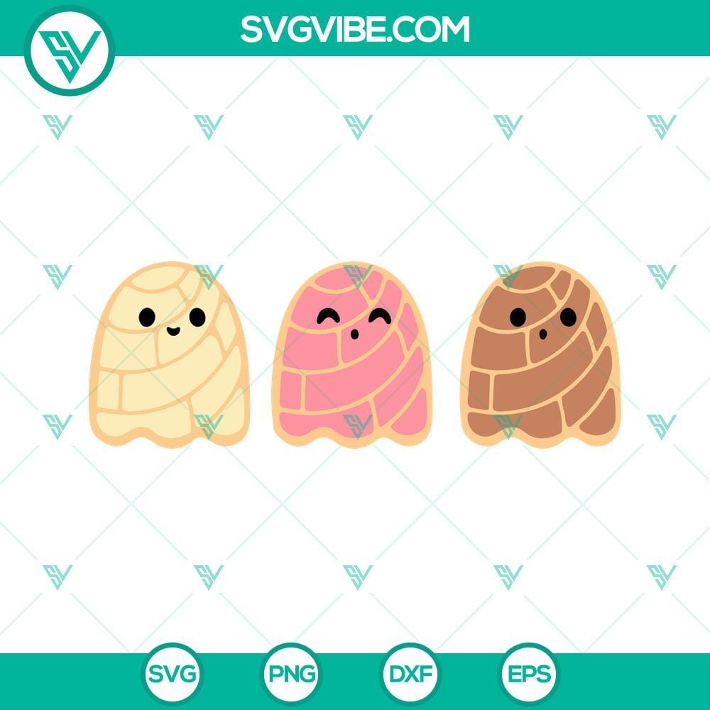 Spooky Conchas Ghost SVG, Mexican Conchas Ghost Halloween SVG, Pan Dulce SVG Spooky Mexican conchas ghost SVG file for Halloween decorations.