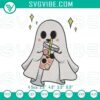 Spooky ghost drink tea cute Halloween embroidery design, perfect for tea lover themed projects.