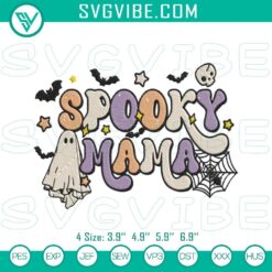 Spooky Mama Halloween embroidery machine designs with festive patterns for crafting.