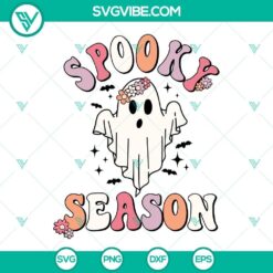 Spooky Season ghost flower SVG design, fall, autumn, and Halloween themed SVG files for download.