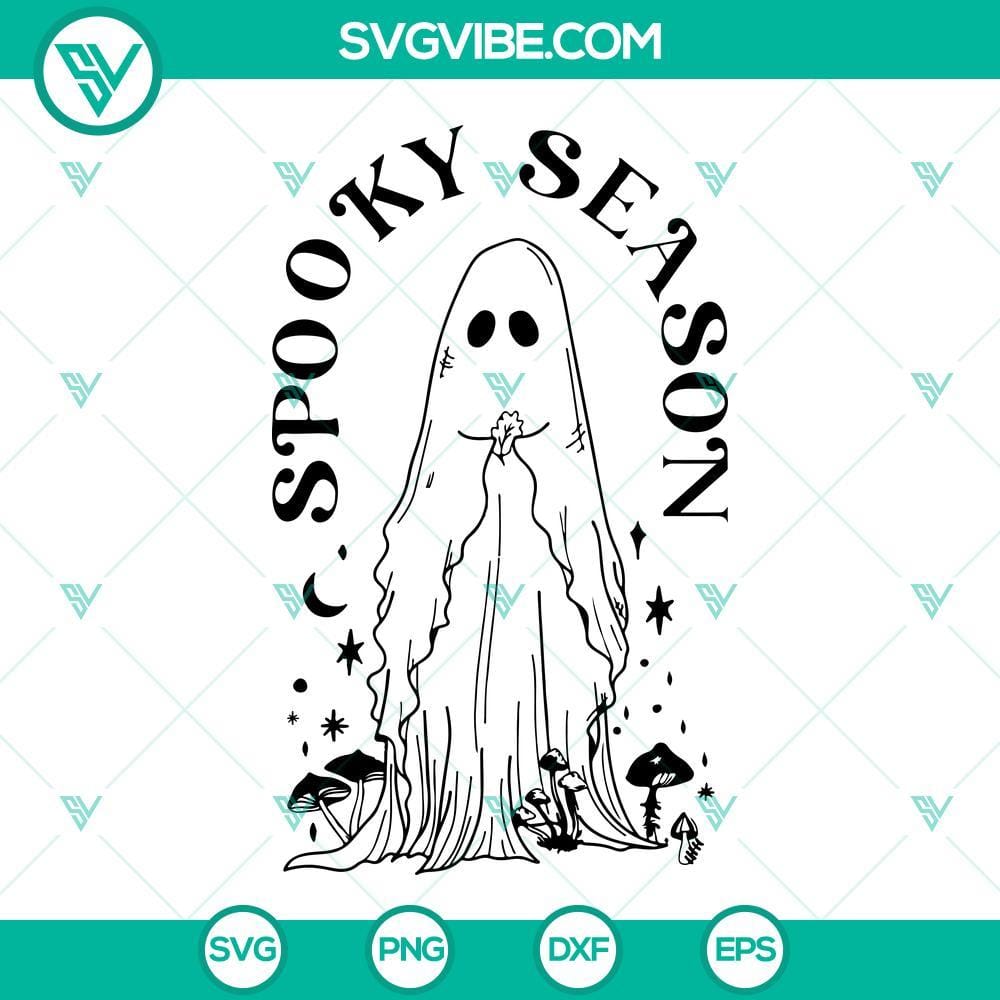 Spooky Season Halloween Ghost SVG PNG DXF EPS Cricut Cut Files Spooky Season Halloween Ghost SVG cut file for Cricut, PNG, DXF, EPS formats. Perfect for Halloween crafts and decorations.