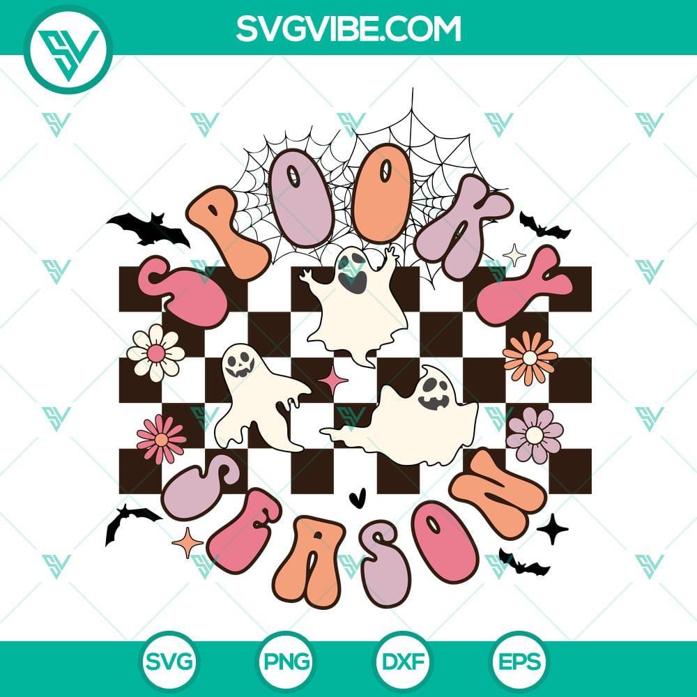 Spooky Season Halloween SVG, Halloween Ghost SVG PNG DXF EPS Cut Files Spooky ghost Halloween SVG design for cut files in PNG, DXF, and EPS formats perfect for Halloween crafts.