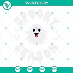 Spooky Season Ghost Cute SVG perfect for Halloween shirts, with a cute and friendly ghost design. Ideal for Halloween crafts and projects.