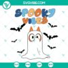 Spooky Vibes Bluey SVG featuring Ghost Bingo and Bat Halloween Dog for crafts and designs.