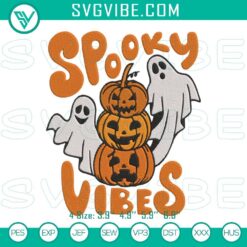 Spooky Halloween embroidery design featuring ghost and pumpkin patterns for digital download.