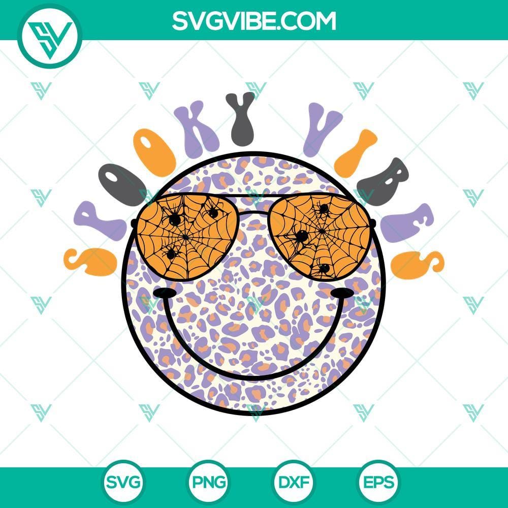spooky-vibes-smiley-face-halloween-svg-png-dxf-eps-cut-files-for-cricut-silhouette-4-mockup.jpg Spooky Vibes Smiley Face Halloween SVG graphic with PNG, DXF, and EPS cut files, perfect for Halloween projects.