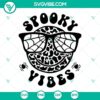Spooky Vibes SVG Bundle with Halloween smiley face sunglasses, includes SVG and PNG files for crafts and designs.