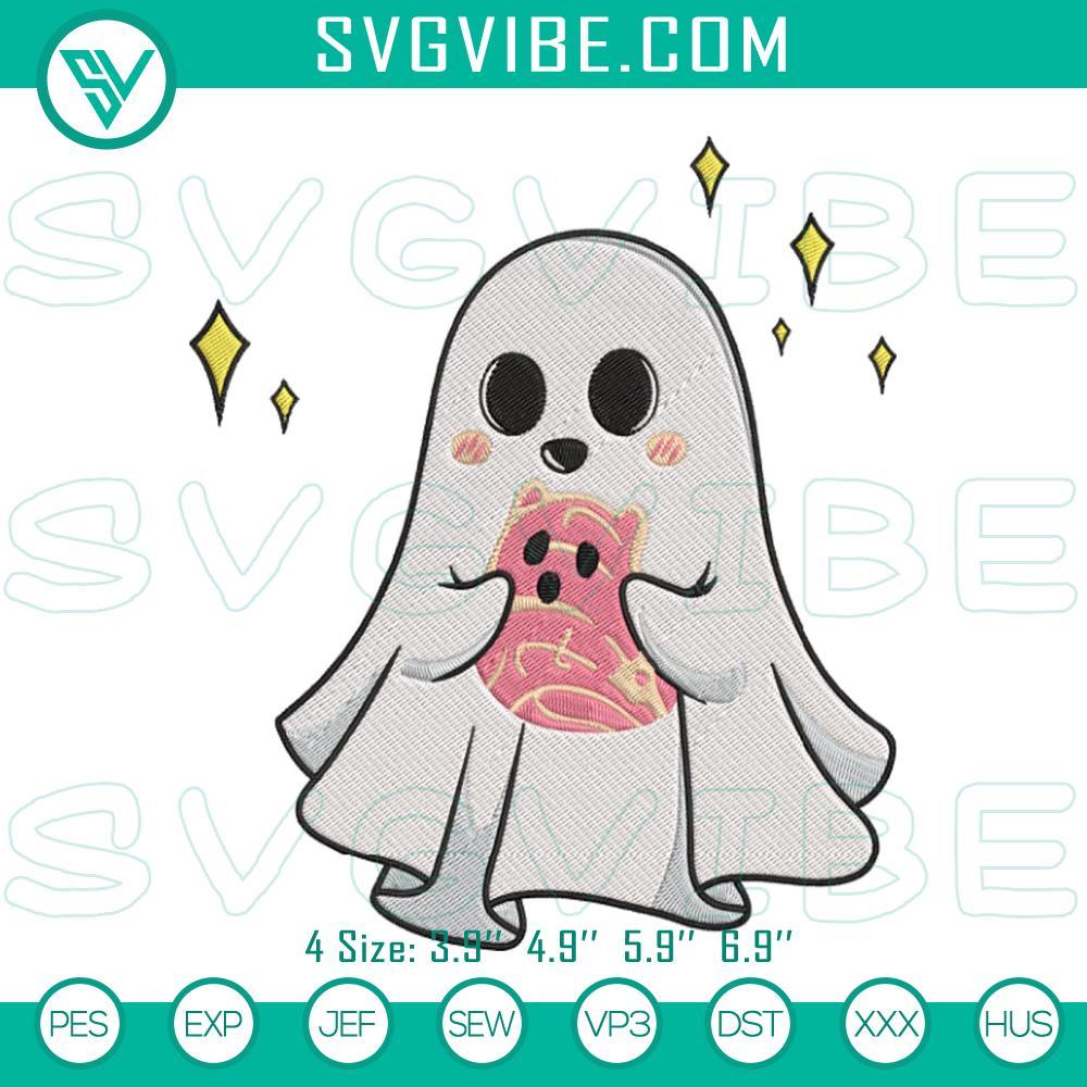 Spooky With Conchas Ghost Embroidery Design Files Spooky Conchas Ghost embroidery design on Mexican Halloween sweet bread, perfect for festive crafts and decorations.