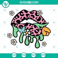 Leopard print lips, daisies, tulips, and butterfly SVG designs for spring crafts and projects.