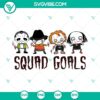 Squad Goals Scary Horror Characters SVG images for download featuring a group of frightening horror characters. Perfect for Halloween projects.
