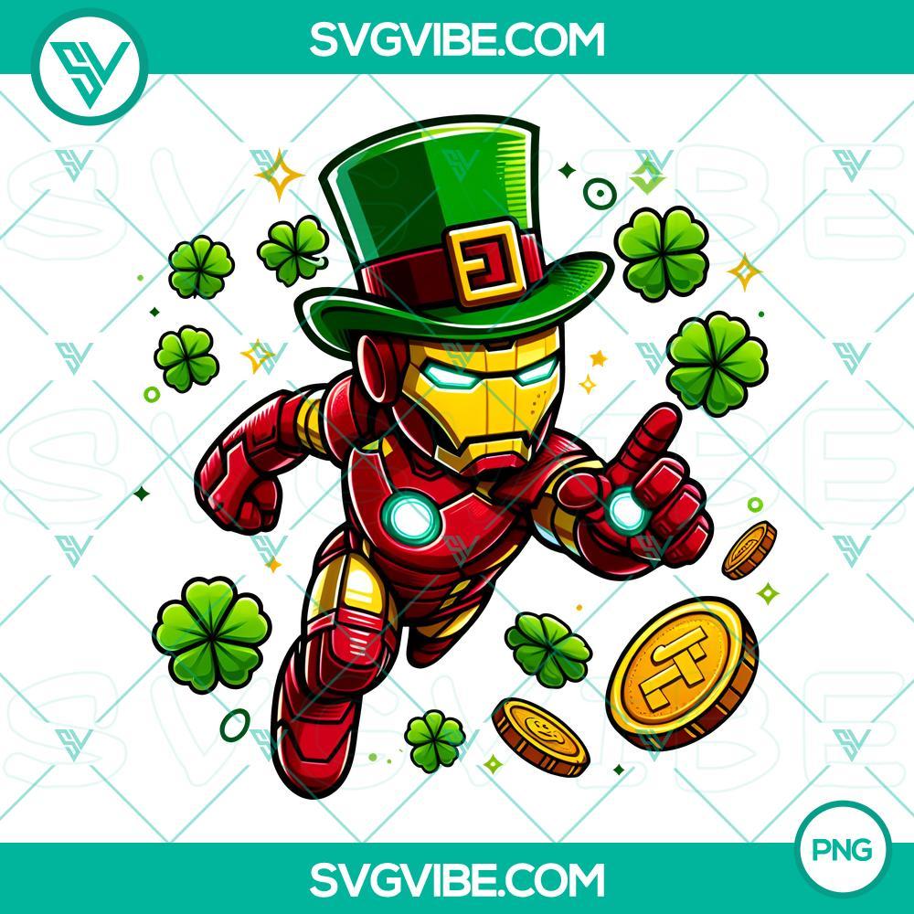 St Patrick Day Iron Man PNG Image, Iron Man Marvel Armor Man St Patrick PNG Image Iron Man superhero in St. Patrick's Day-themed green armor suit, Marvel Comics character, transparent PNG image.