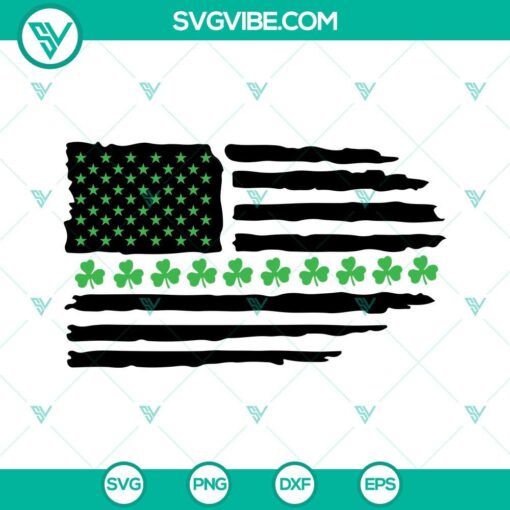 St Patricks Day American flag with lucky shamrock design, festive SVG image for holiday crafts and decor.