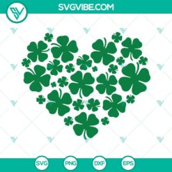 St Patrick's Day heart, four leaf clover, and shamrock SVG files for festive crafting projects.