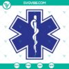 Star of Life EMS logo SVG featuring a paramedic design perfect for EMTs and medics. Download cut file for digital use.