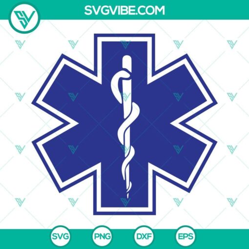 Star of Life EMS logo SVG featuring a paramedic design perfect for EMTs and medics. Download cut file for digital use.