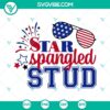 Star Spangled Stud SVG images featuring American Flag Sunglasses design for 4th of July celebration.