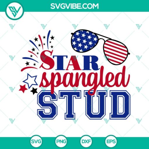 Star Spangled Stud SVG images featuring American Flag Sunglasses design for 4th of July celebration.