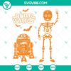 Star Wars Halloween SVG featuring R2-D2 and C-3PO in PNG, DXF, EPS formats for download.