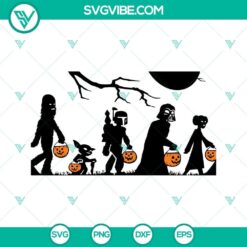 Star Wars Halloween themed SVG image of Star Wars character holding a pumpkin, ideal for crafting projects and apparel.