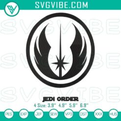 Star Wars Jedi Order Embroidery File, Galactic Emblem Embroidery Pattern