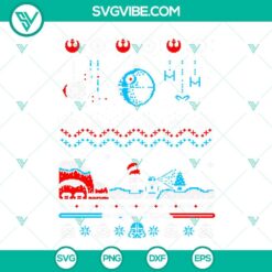 Star Wars themed ugly Christmas sweater SVG and PNG files - featuring festive Star Wars characters and designs. Great for holiday crafting.