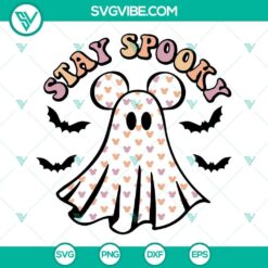 Stay Spooky Ghost With Ears SVG Files, Cute Mickey Ghost SVG Download, perfect for Halloween crafts and decorations.