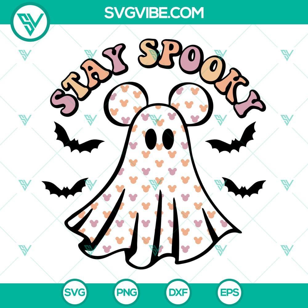 Stay Spooky Ghost With Ears SVG, Cute Mickey Ghost SVG, Spooky Halloween SVG Stay Spooky Ghost With Ears SVG Files, Cute Mickey Ghost SVG Download, perfect for Halloween crafts and decorations.