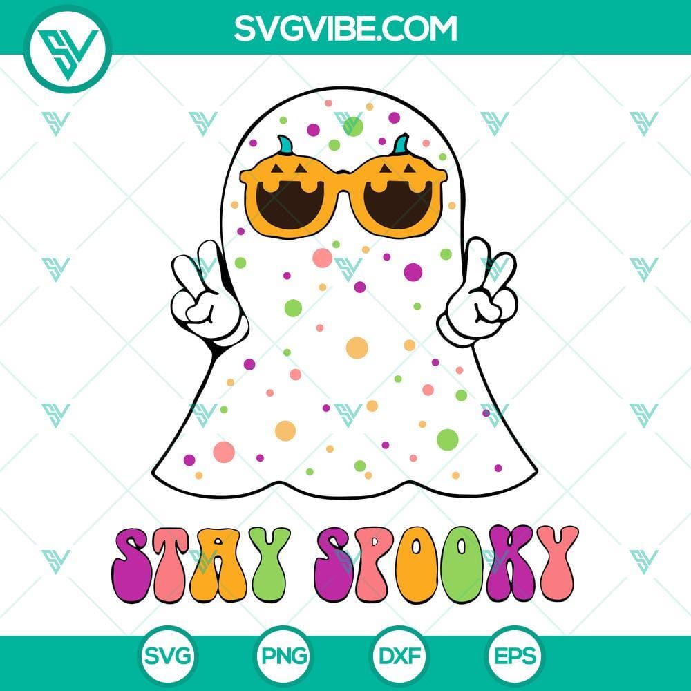 Stay Spooky Groovy Ghost SVG, Spooky Season SVG, Spooky Ghost Halloween SVG Stay Spooky Groovy Ghost SVG File, Spooky Season SVG Image featuring a funky and fun ghost design, perfect for Halloween projects.