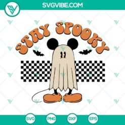 Halloween Mickey Ghost SVG design with Stay Spooky theme for PNG, DXF, and EPS cut files download. Perfect for spooky crafts.