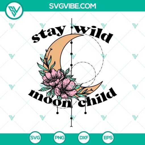 Floral moon child SVG cut file for Cricut, perfect for crafting projects with a nature and celestial theme.