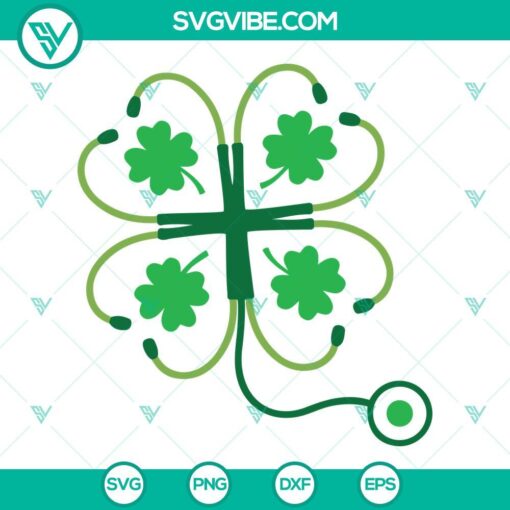 Stethoscope Shamrock Nurse SVG Image, Lucky Nurse SVG Image, Clover Leaf SVG File, 1