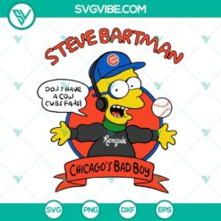 Steve Bartman and Bart Simpson combined in Chicago-themed SVG files, perfect for sports fans and pop culture enthusiasts.